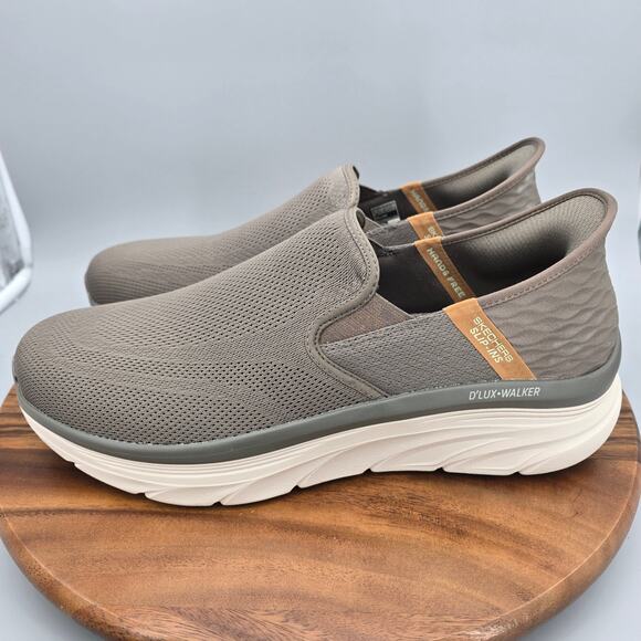 Skechers Slip Ins Shoes Mens 13 Brown Mesh D Lux Walker Casual Walking Sneakers main image 7